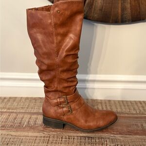 Women's Tall Buckle Riding Boots - Brown